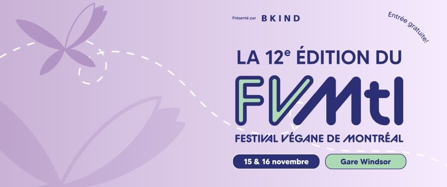 Logo officiel du Festival Végane de Montréal 2025 présenté par BKIND.