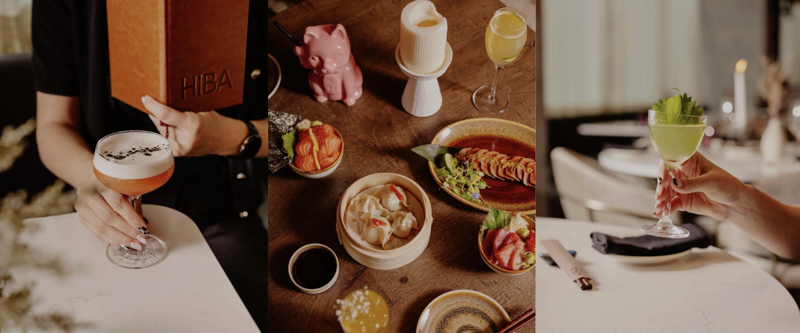 Intérieur du bar Hiba Montréal à l’hôtel Humaniti, design japonais moderne avec cocktails signatures du chef Jean-Sébastien Giguère.