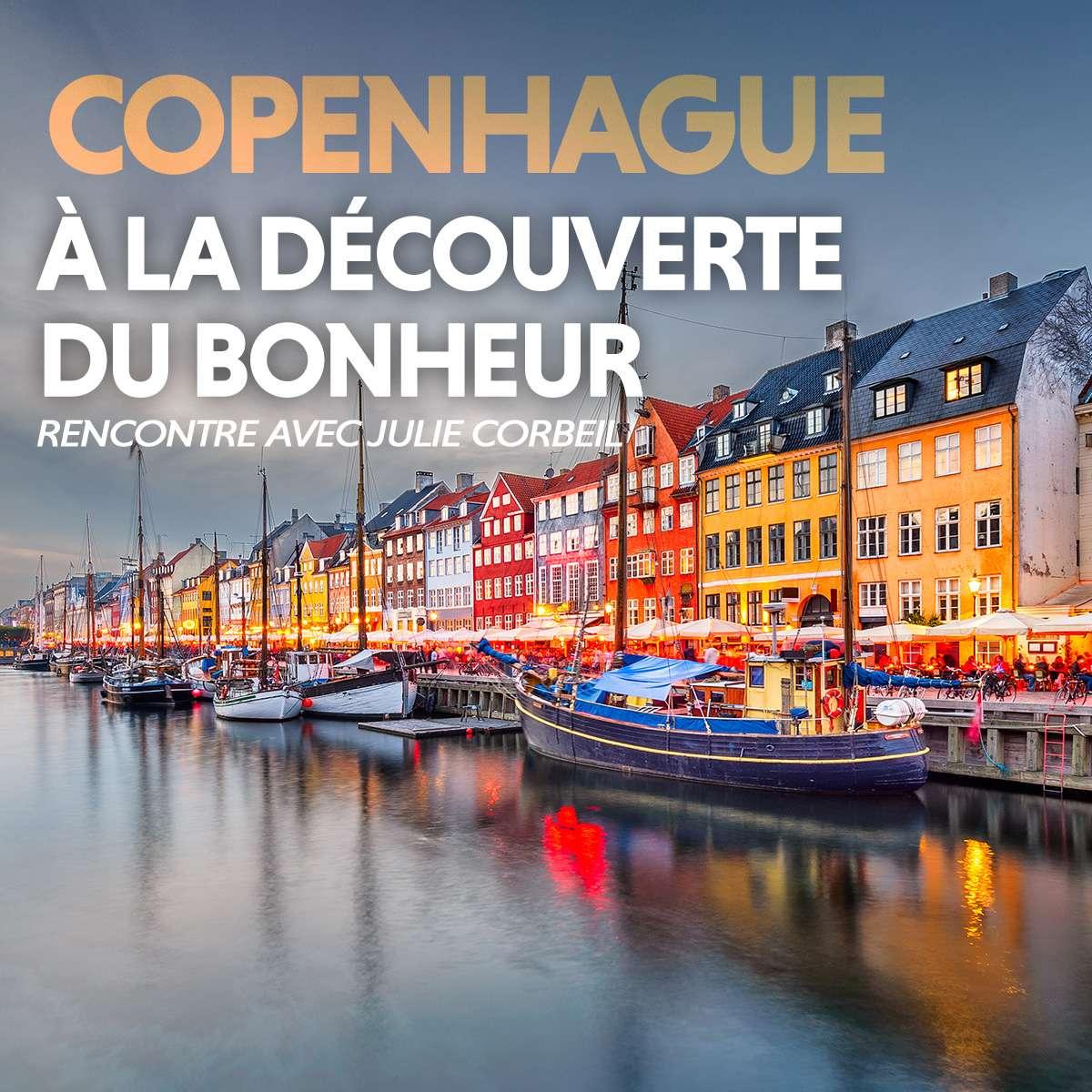 Julie Corbeil présentant son voyage à Copenhague, un parcours inspirant axé sur le hygge et la recherche du bonheur.