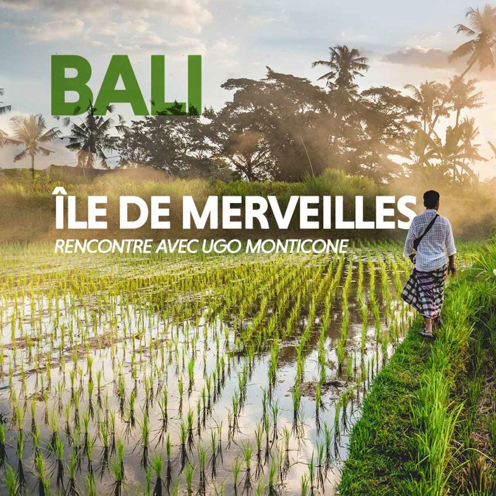 Affiche du documentaire Bali, île de merveilles d’Ugo Monticone montrant un paysage tropical balinais