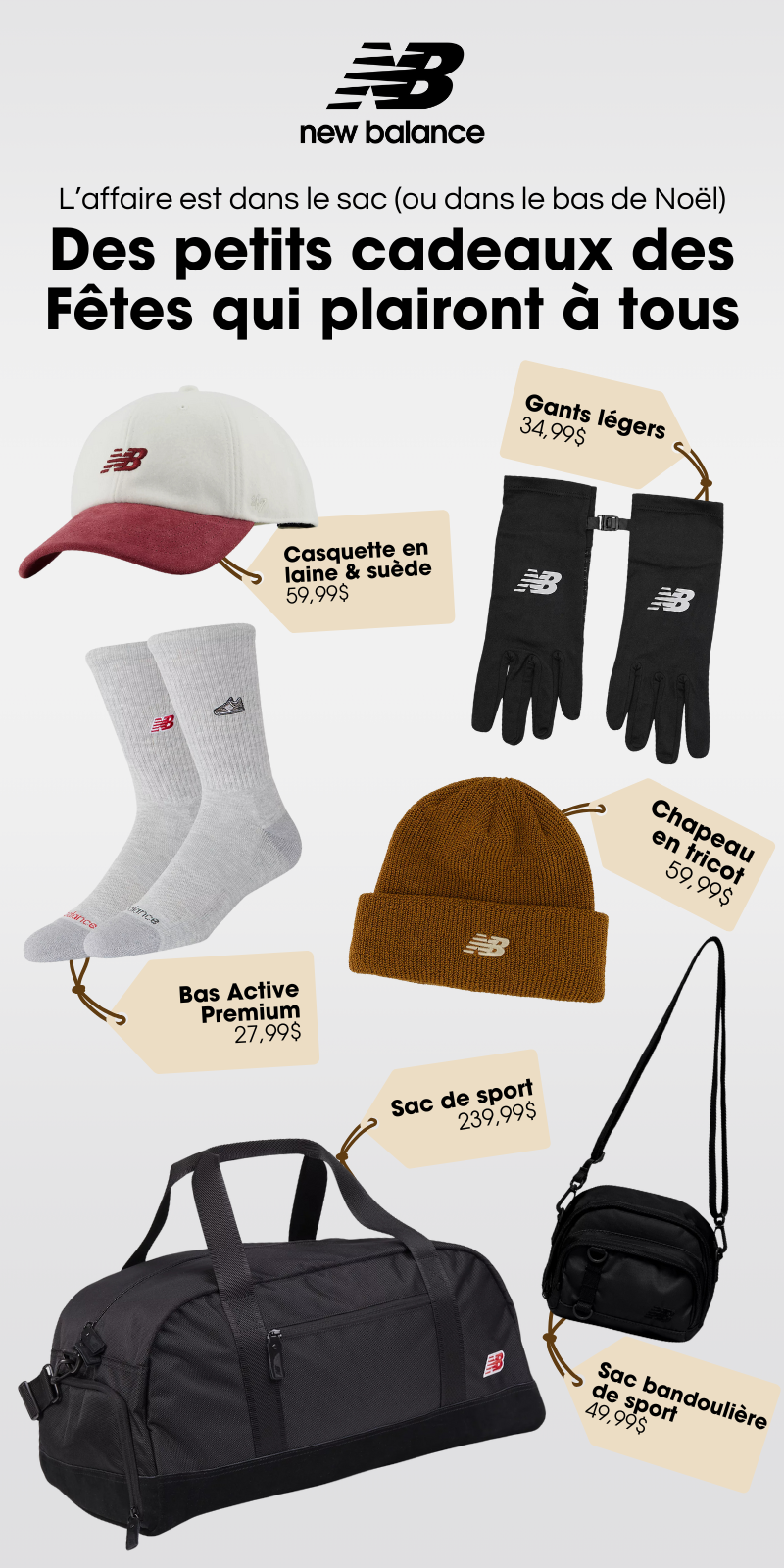 Suggestions cadeaux New Balance 2025 – accessoires, sacs et nouveautés pour les Fêtes