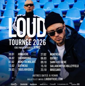 Visuel de la tournée de Loud 2026 avec Rymz en première partie.