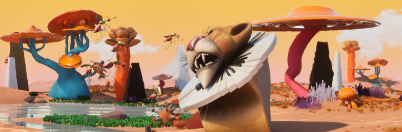 Affiche colorée du Carnaval des animaux immersif chez OASIS immersion montrant des créatures hybrides et des instruments de musique.