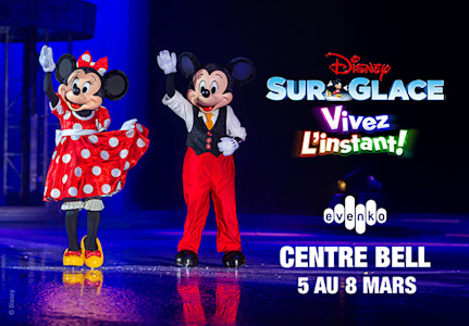 Les personnages de Disney On Ice qui patinent sur la glace lors du spectacle au Centre Bell de Montréal.