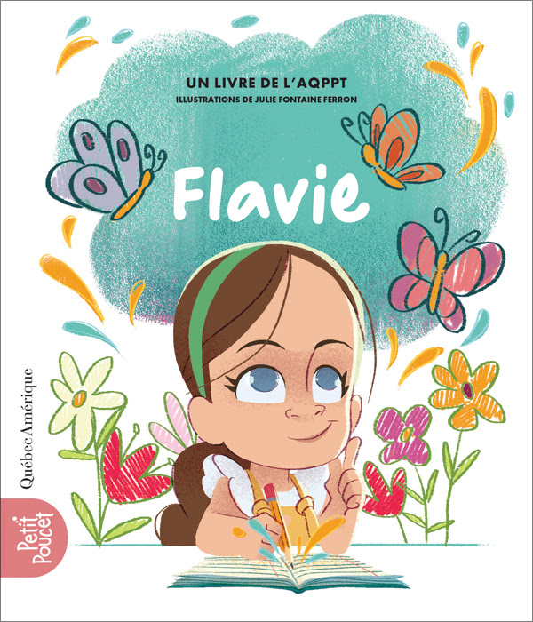 Couverture du livre jeunesse Flavie, une petite fille souriante regardant vers l'avenir