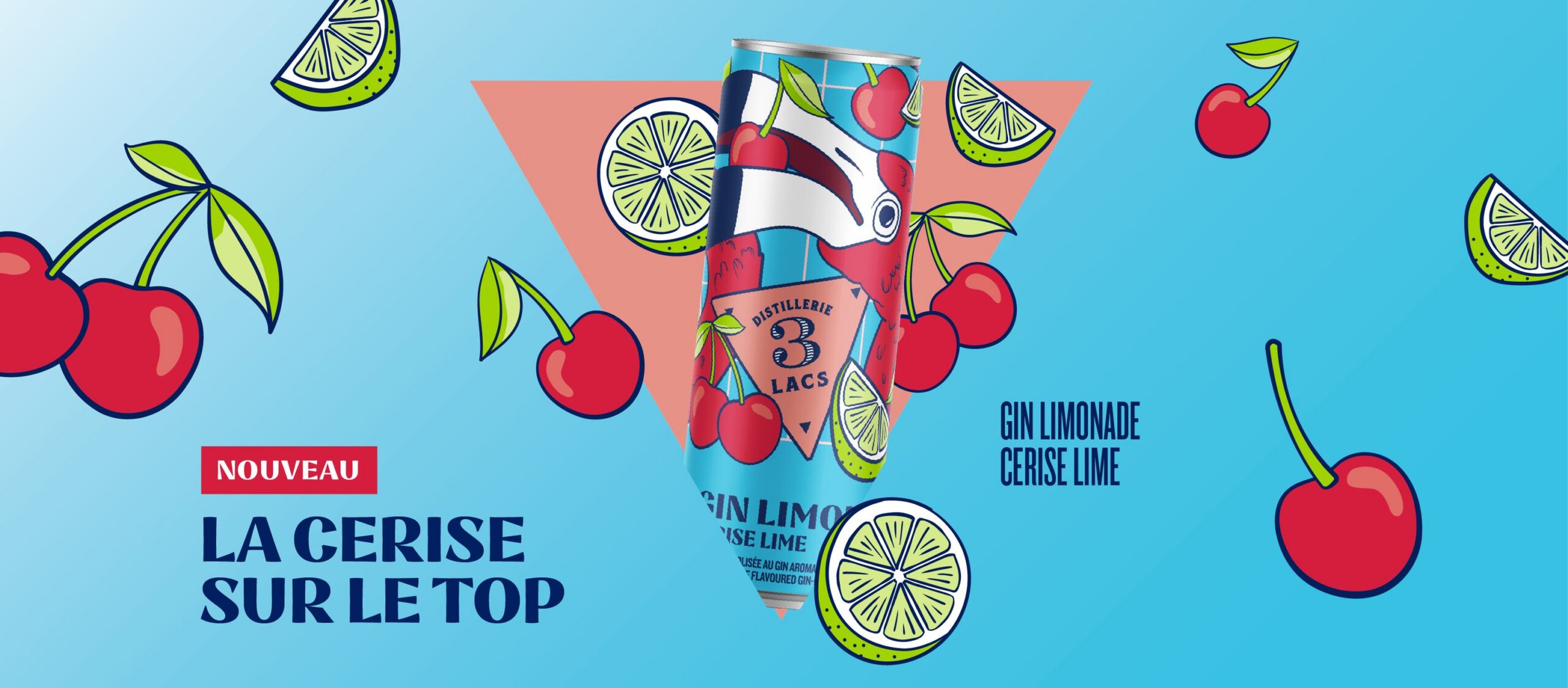 Canette du prêt-à-boire Gin Limonade Lime Cerise de la Distillerie 3 Lacs