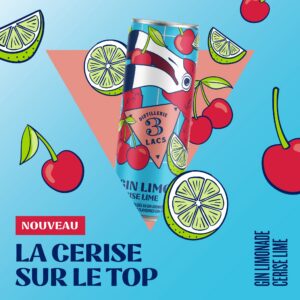 Canette du prêt-à-boire Gin Limonade Lime Cerise de la Distillerie 3 Lacs