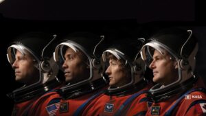 Artemis astronotautes avec casques