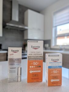 les nouveaux fluides solaires FPS 50 (teinté et ultra-léger) et le sérum épigénétique d'Eucerin
