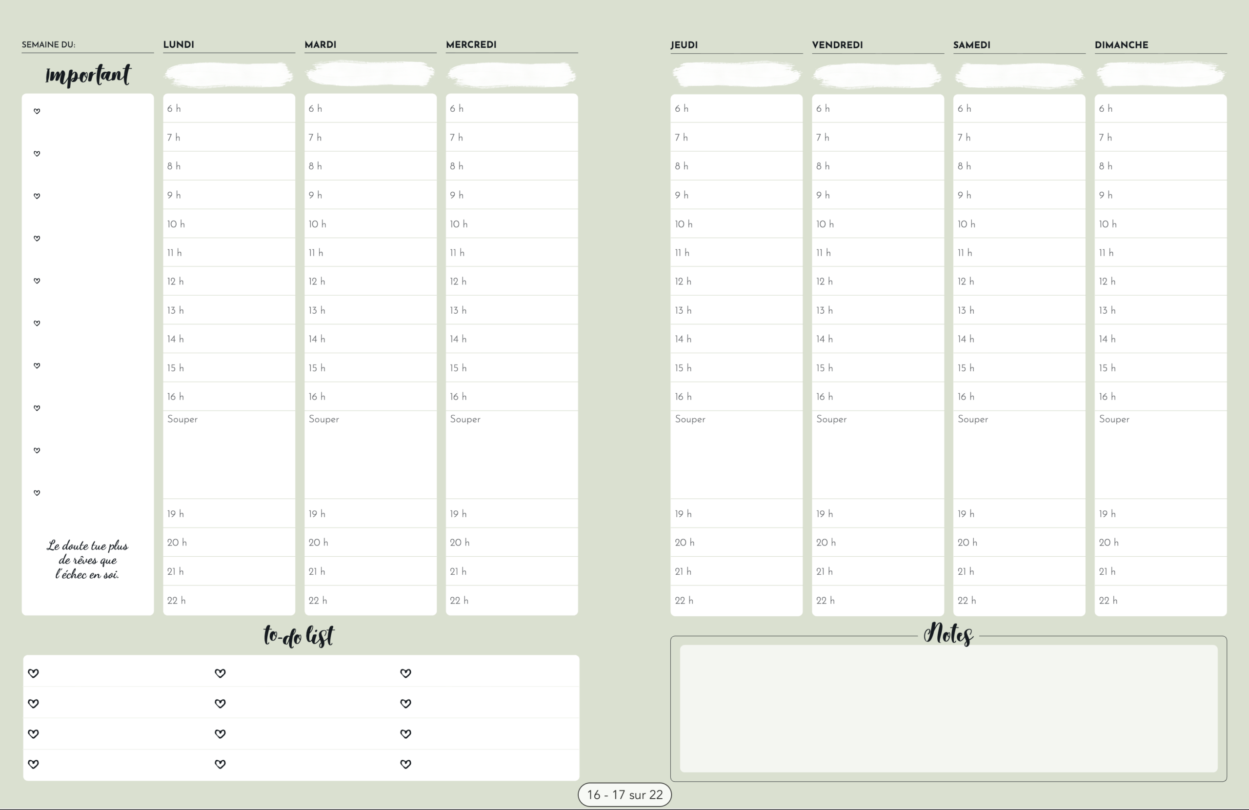 agenda perpetuel - pages interieures