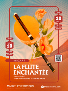 flute-enchantee-mozart fond orange fleurs