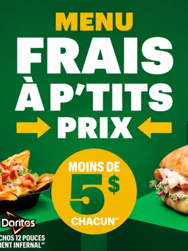 Subway : des options fraîches à petits prix