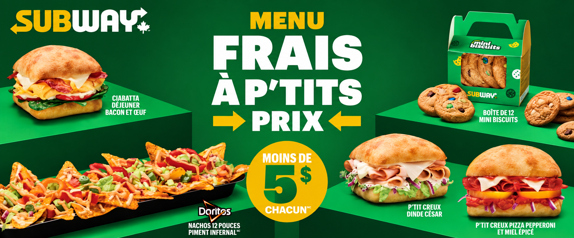 Subway menu à petits prix