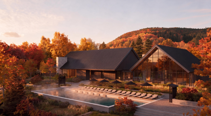 extérieure du Strøm spa de Saint-Sauveur