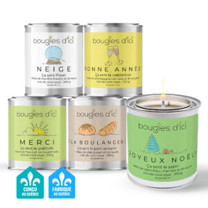 Collection de bougies parfumées naturelles d'hiver de la marque montréalaise bougies d'ici
